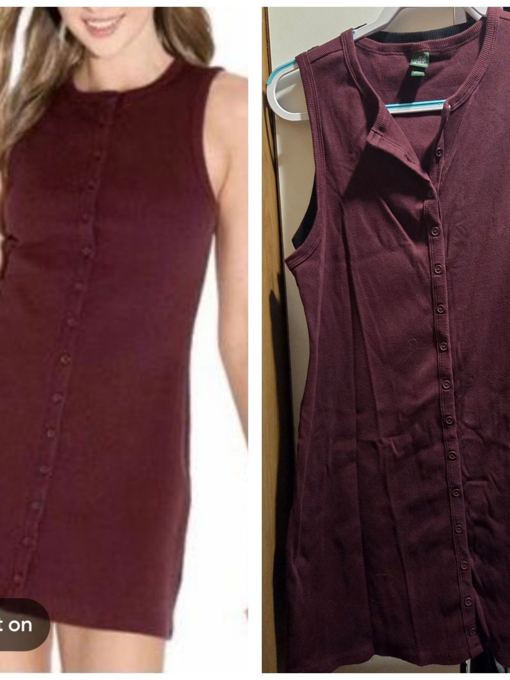 wild fable Sleeveless Button-Front Wine Mini Dress